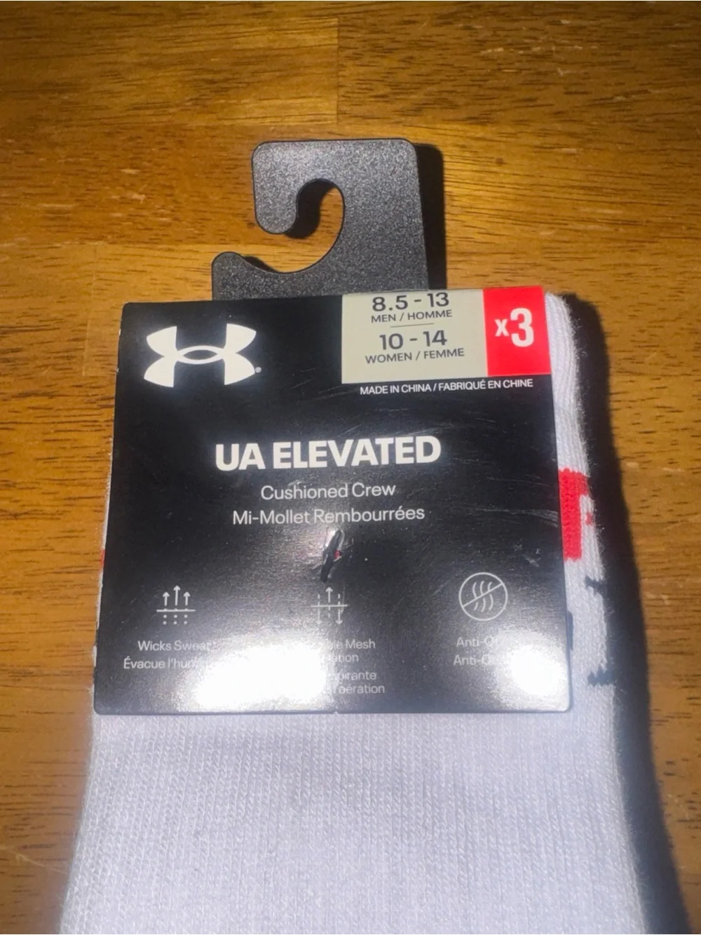 Under Armour Elevated 3 Pair Crew Socks Large White Black Navy Men’s New W Tags